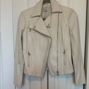 Bebe Women's Cream Leather Jacket